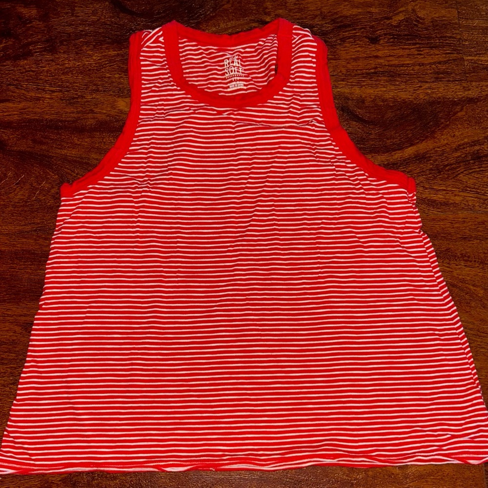Aerie Red and White Striped Tank Top